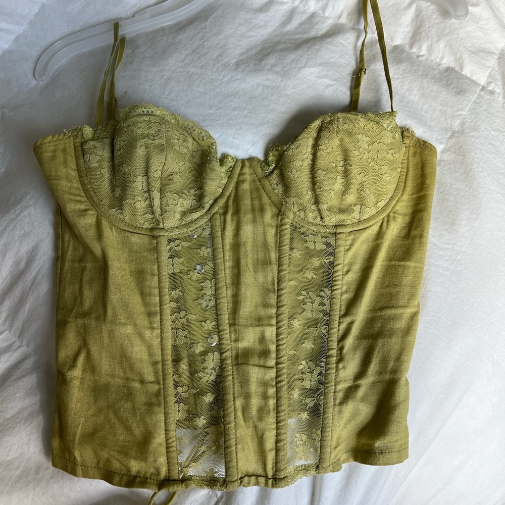 Edikted Olive Lace Bustier Top - Picture 1 of 4
